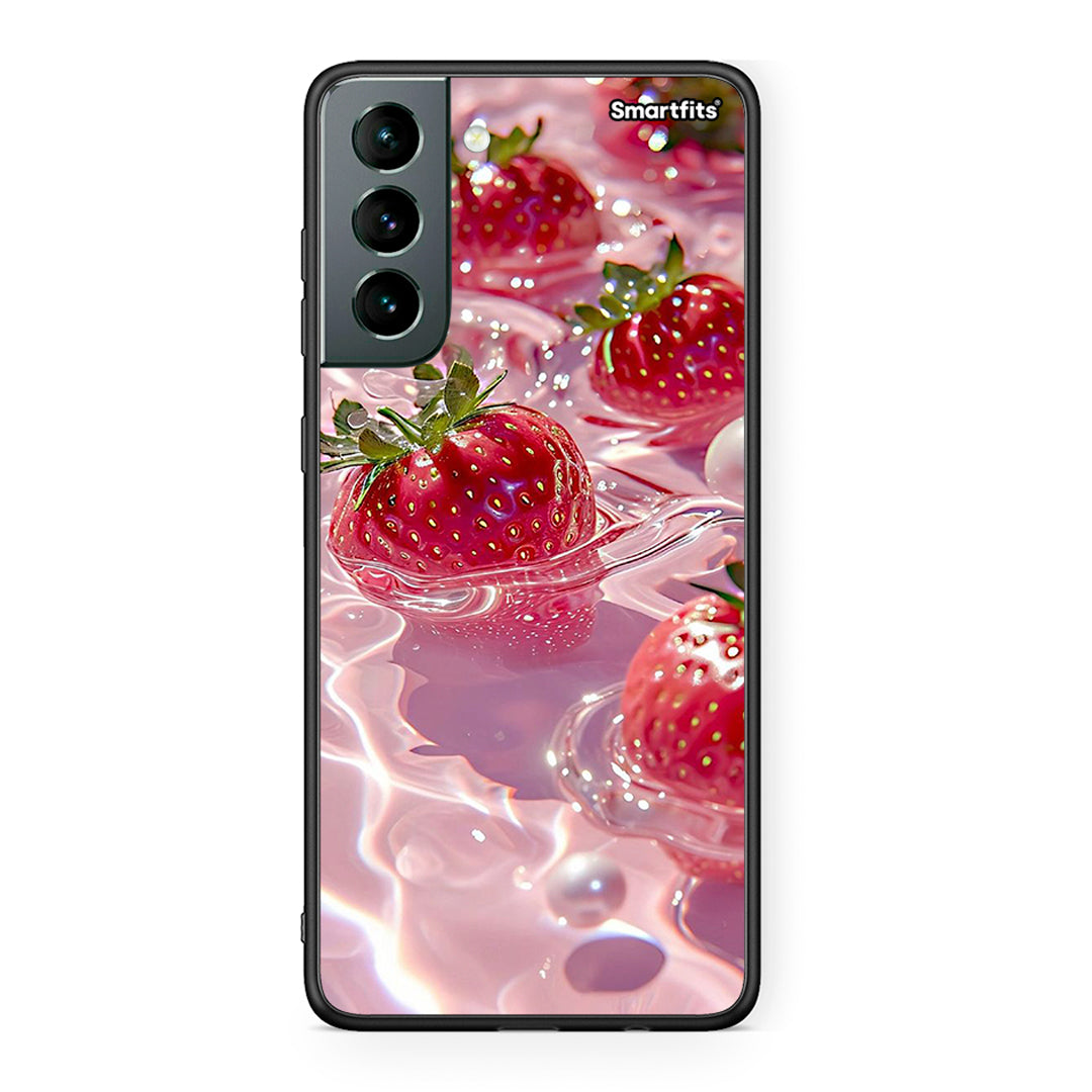 Samsung S21 Juicy Strawberries θήκη από τη Smartfits με σχέδιο στο πίσω μέρος και μαύρο περίβλημα | Smartphone case with colorful back and black bezels by Smartfits