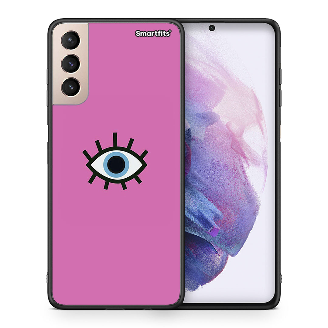 Θήκη Samsung S21+ Blue Eye Pink από τη Smartfits με σχέδιο στο πίσω μέρος και μαύρο περίβλημα | Samsung S21+ Blue Eye Pink case with colorful back and black bezels