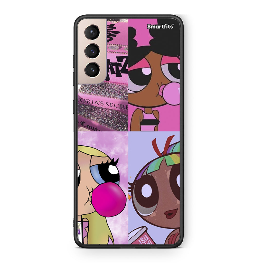 Samsung S21+ Bubble Girls Θήκη Αγίου Βαλεντίνου από τη Smartfits με σχέδιο στο πίσω μέρος και μαύρο περίβλημα | Smartphone case with colorful back and black bezels by Smartfits