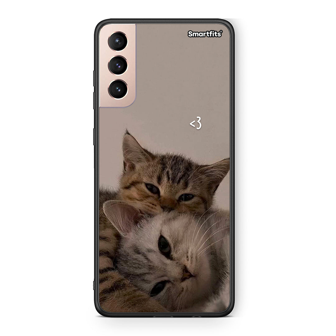 Samsung S21+ Cats In Love Θήκη από τη Smartfits με σχέδιο στο πίσω μέρος και μαύρο περίβλημα | Smartphone case with colorful back and black bezels by Smartfits