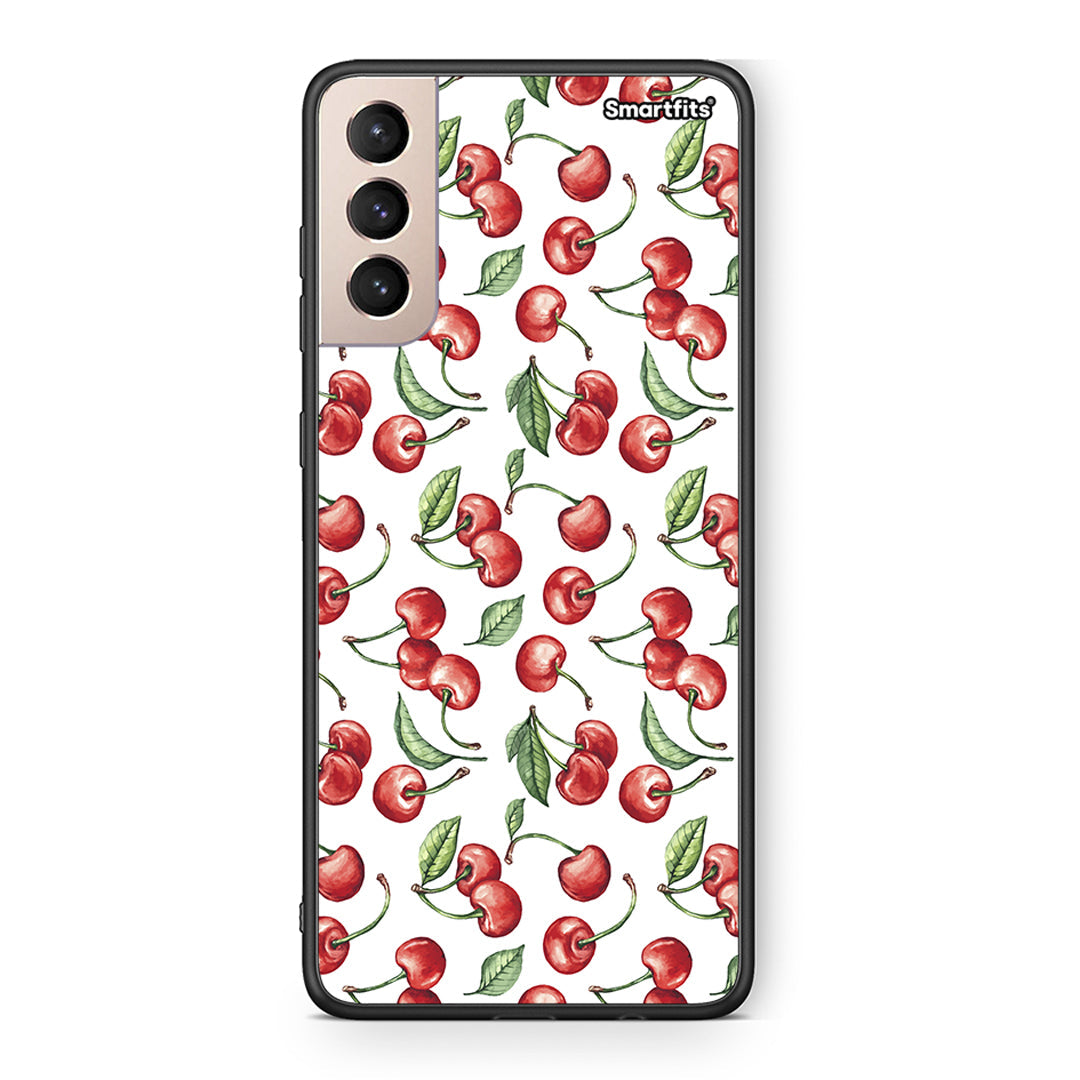 Samsung S21+ Cherry Summer θήκη από τη Smartfits με σχέδιο στο πίσω μέρος και μαύρο περίβλημα | Smartphone case with colorful back and black bezels by Smartfits