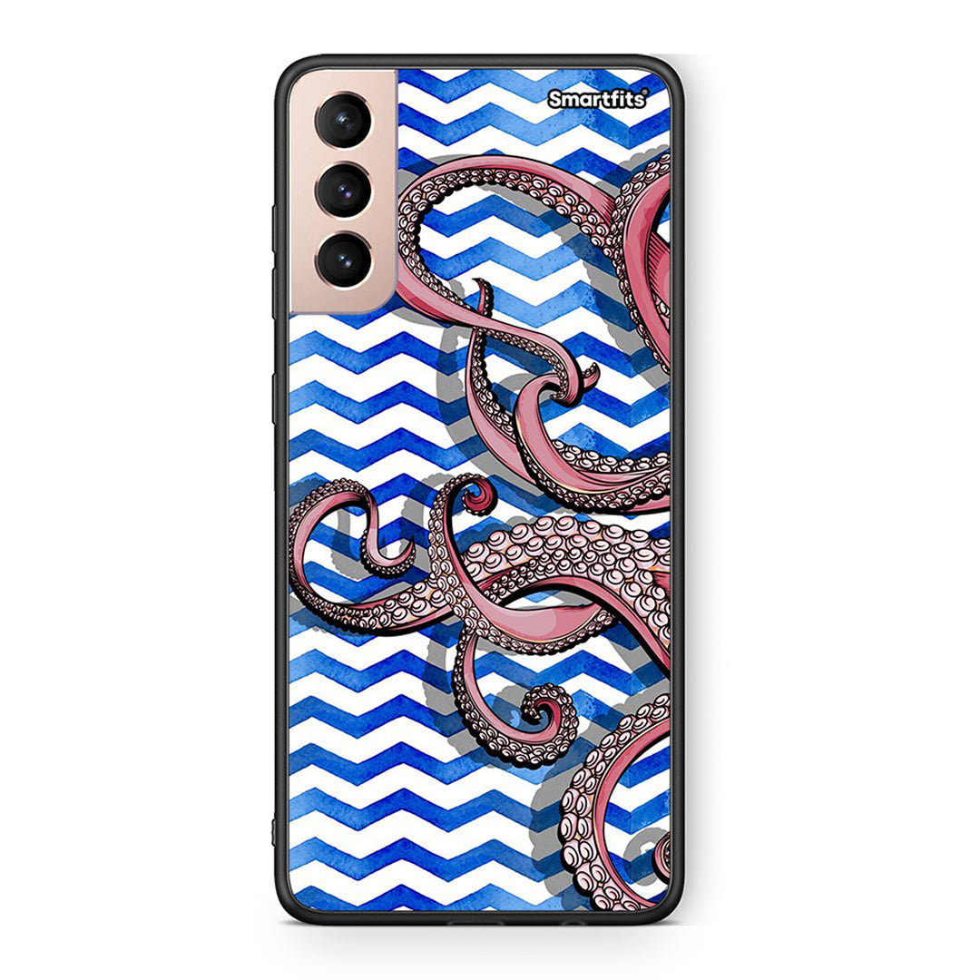 Samsung S21+ Chevron Devilfish θήκη από τη Smartfits με σχέδιο στο πίσω μέρος και μαύρο περίβλημα | Smartphone case with colorful back and black bezels by Smartfits