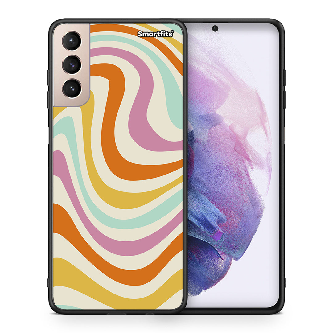 Θήκη Samsung S21+ Colourful Waves από τη Smartfits με σχέδιο στο πίσω μέρος και μαύρο περίβλημα | Samsung S21+ Colourful Waves case with colorful back and black bezels
