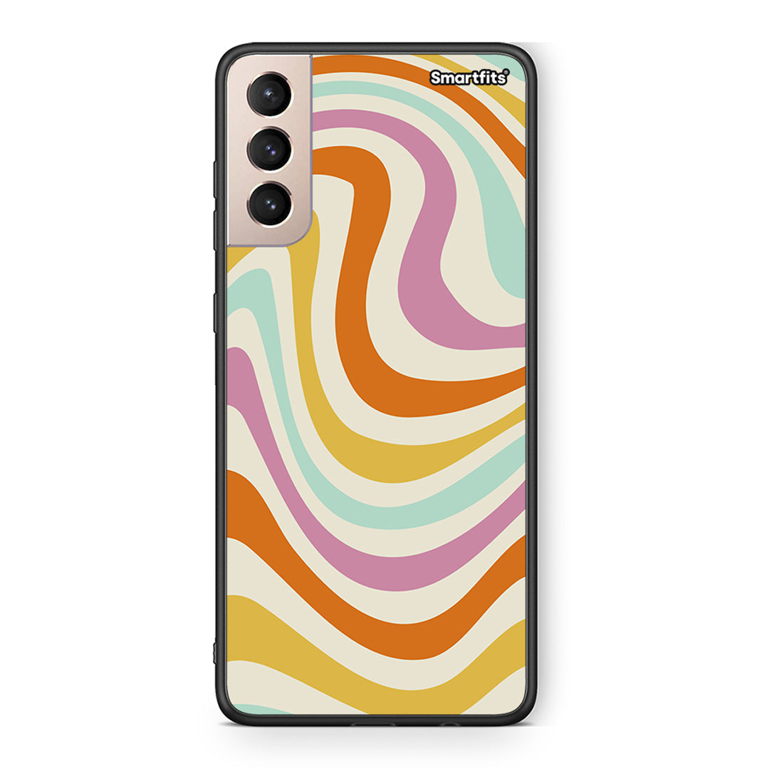 Samsung S21+ Colourful Waves θήκη από τη Smartfits με σχέδιο στο πίσω μέρος και μαύρο περίβλημα | Smartphone case with colorful back and black bezels by Smartfits