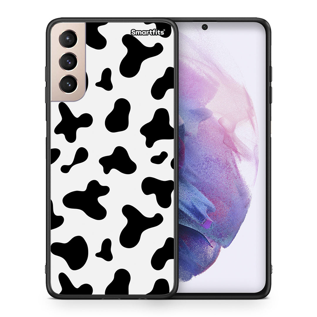 Θήκη Samsung S21+ Cow Print από τη Smartfits με σχέδιο στο πίσω μέρος και μαύρο περίβλημα | Samsung S21+ Cow Print case with colorful back and black bezels