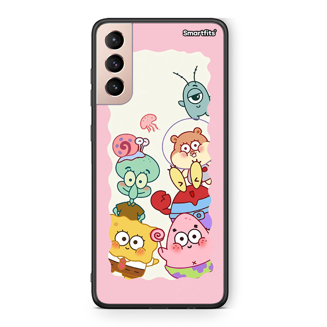 Samsung S21+ Cute Companion θήκη από τη Smartfits με σχέδιο στο πίσω μέρος και μαύρο περίβλημα | Smartphone case with colorful back and black bezels by Smartfits