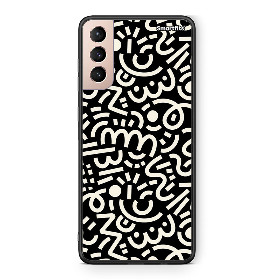 Samsung S21+ Doodle Art Θήκη από τη Smartfits με σχέδιο στο πίσω μέρος και μαύρο περίβλημα | Smartphone case with colorful back and black bezels by Smartfits