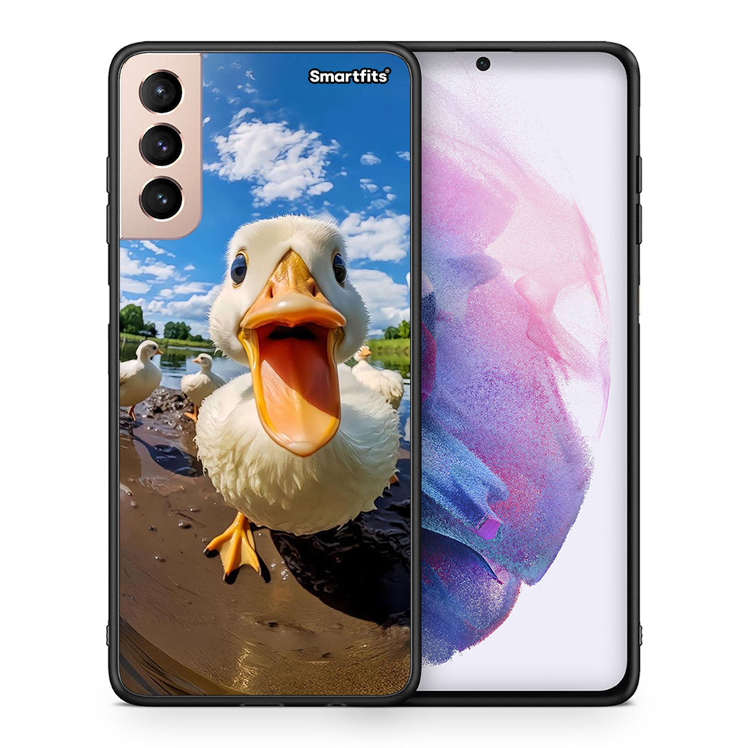 Θήκη Samsung S21+ Duck Face από τη Smartfits με σχέδιο στο πίσω μέρος και μαύρο περίβλημα | Samsung S21+ Duck Face case with colorful back and black bezels