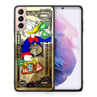 Thumbnail for Θήκη Samsung S21+ Duck Money από τη Smartfits με σχέδιο στο πίσω μέρος και μαύρο περίβλημα | Samsung S21+ Duck Money case with colorful back and black bezels