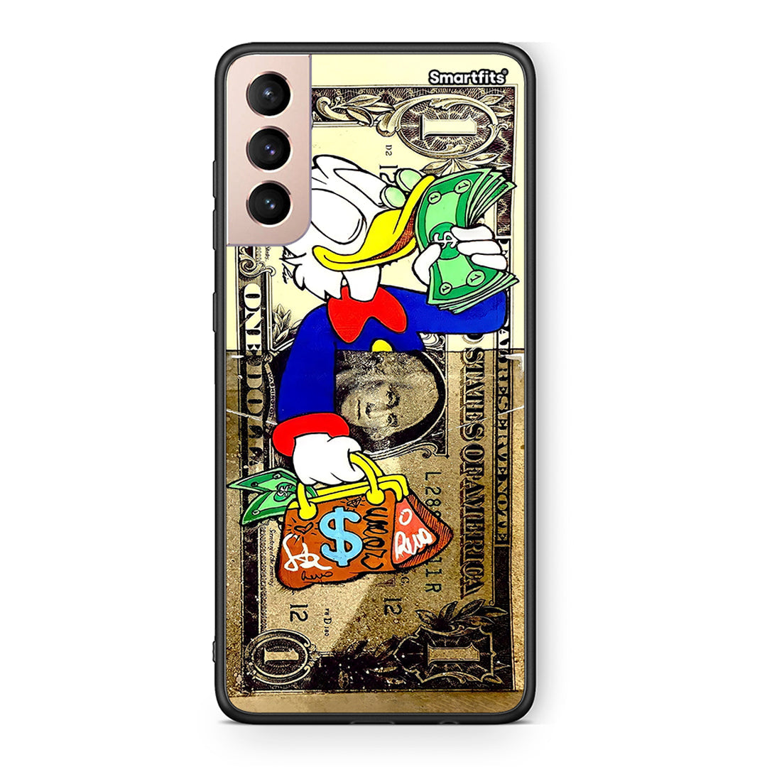 Samsung S21+ Duck Money Θήκη από τη Smartfits με σχέδιο στο πίσω μέρος και μαύρο περίβλημα | Smartphone case with colorful back and black bezels by Smartfits