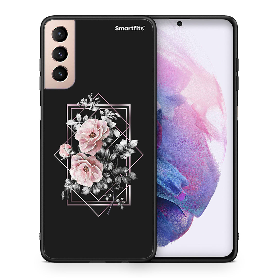 Θήκη Samsung S21+ Frame Flower από τη Smartfits με σχέδιο στο πίσω μέρος και μαύρο περίβλημα | Samsung S21+ Frame Flower case with colorful back and black bezels