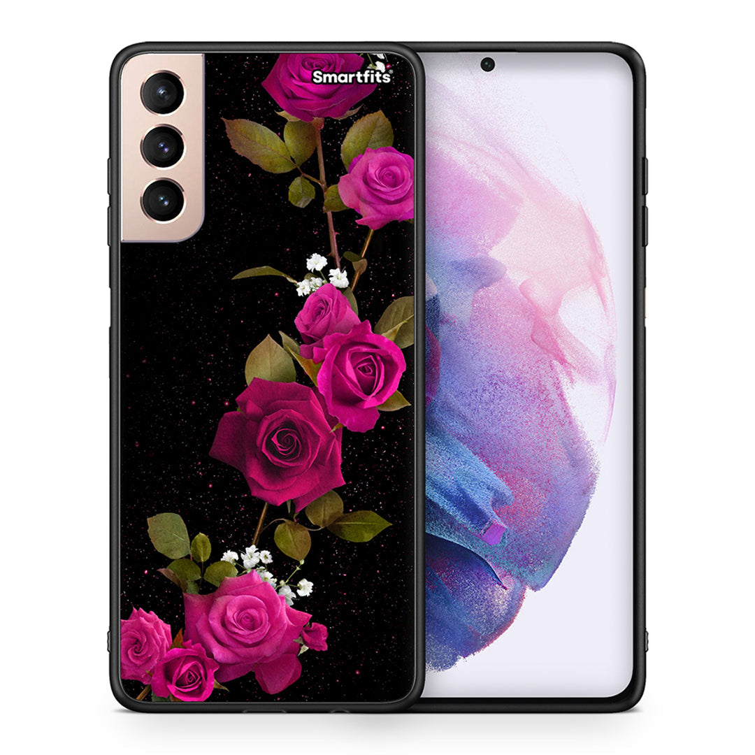 Θήκη Samsung S21+ Red Roses Flower από τη Smartfits με σχέδιο στο πίσω μέρος και μαύρο περίβλημα | Samsung S21+ Red Roses Flower case with colorful back and black bezels