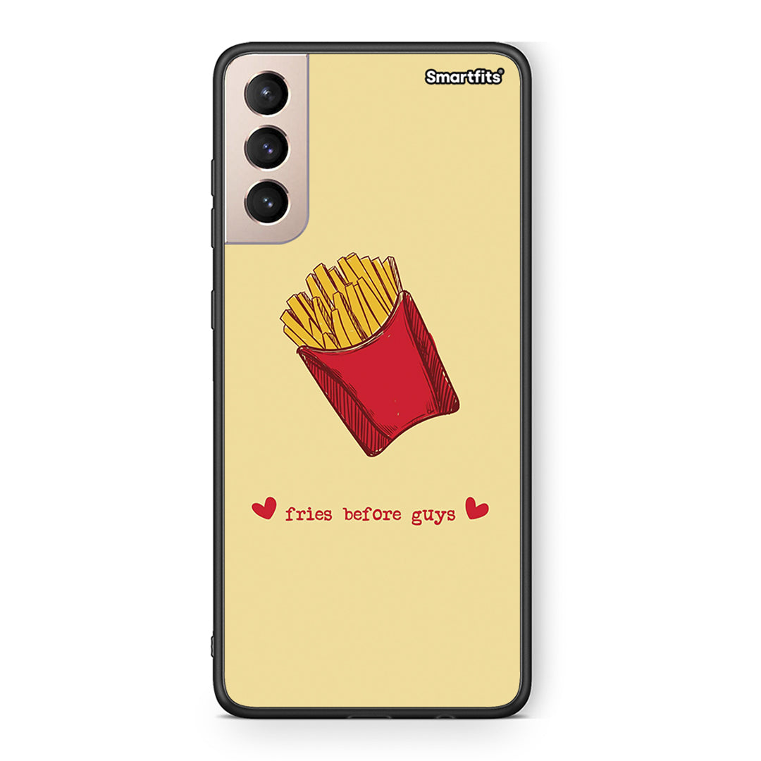 Samsung S21+ Fries Before Guys Θήκη Αγίου Βαλεντίνου από τη Smartfits με σχέδιο στο πίσω μέρος και μαύρο περίβλημα | Smartphone case with colorful back and black bezels by Smartfits