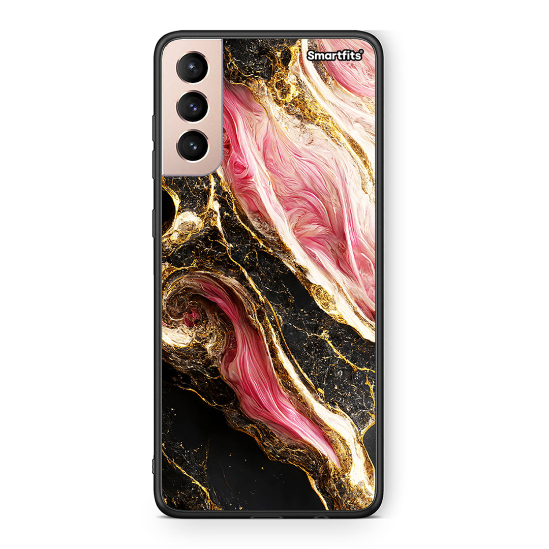 Samsung S21+ Glamorous Pink Marble θήκη από τη Smartfits με σχέδιο στο πίσω μέρος και μαύρο περίβλημα | Smartphone case with colorful back and black bezels by Smartfits