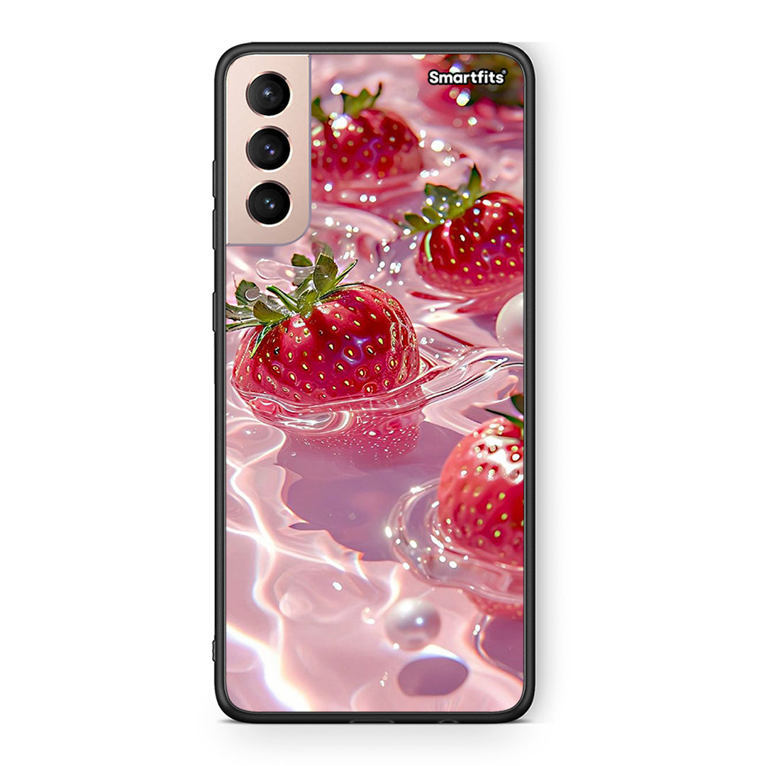 Samsung S21+ Juicy Strawberries θήκη από τη Smartfits με σχέδιο στο πίσω μέρος και μαύρο περίβλημα | Smartphone case with colorful back and black bezels by Smartfits