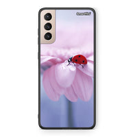 Thumbnail for Samsung S21+ Ladybug Flower θήκη από τη Smartfits με σχέδιο στο πίσω μέρος και μαύρο περίβλημα | Smartphone case with colorful back and black bezels by Smartfits