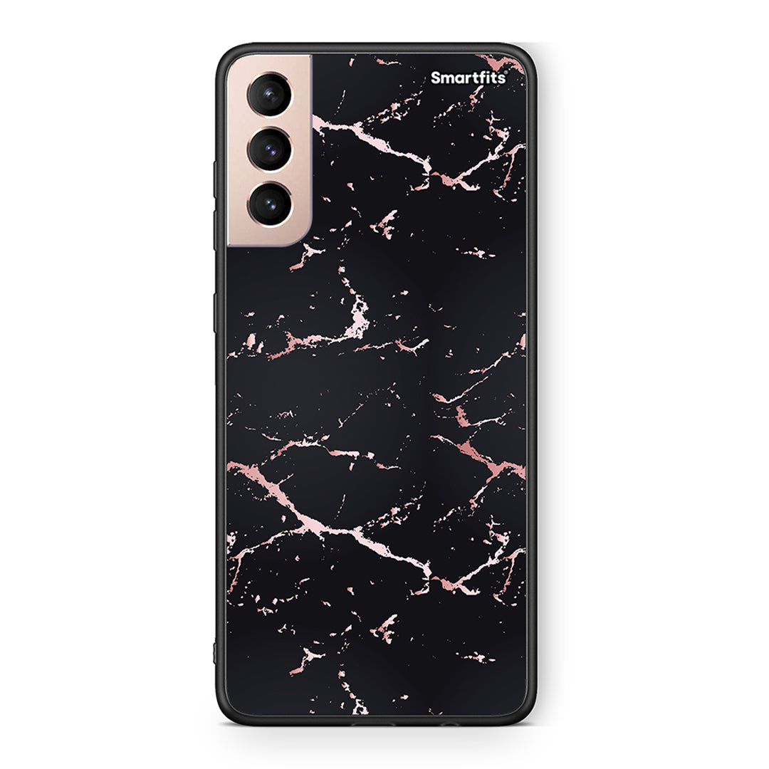 4 - Samsung S21+ Black Rosegold Marble case, cover, bumper