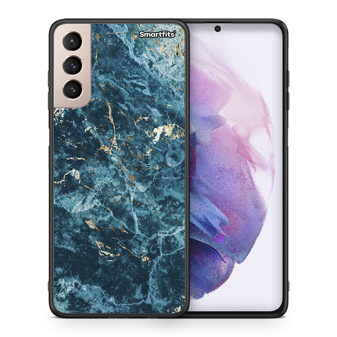 Θήκη Samsung S21+ Marble Blue από τη Smartfits με σχέδιο στο πίσω μέρος και μαύρο περίβλημα | Samsung S21+ Marble Blue case with colorful back and black bezels