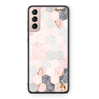 Thumbnail for 4 - Samsung S21+ Hexagon Pink Marble case, cover, bumper