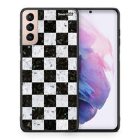 Thumbnail for Θήκη Samsung S21+ Square Geometric Marble από τη Smartfits με σχέδιο στο πίσω μέρος και μαύρο περίβλημα | Samsung S21+ Square Geometric Marble case with colorful back and black bezels