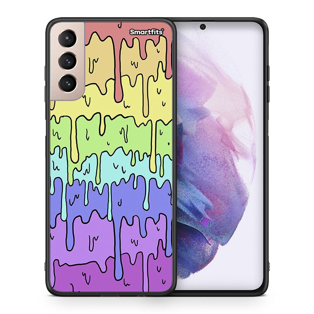 Θήκη Samsung S21+ Melting Rainbow από τη Smartfits με σχέδιο στο πίσω μέρος και μαύρο περίβλημα | Samsung S21+ Melting Rainbow case with colorful back and black bezels