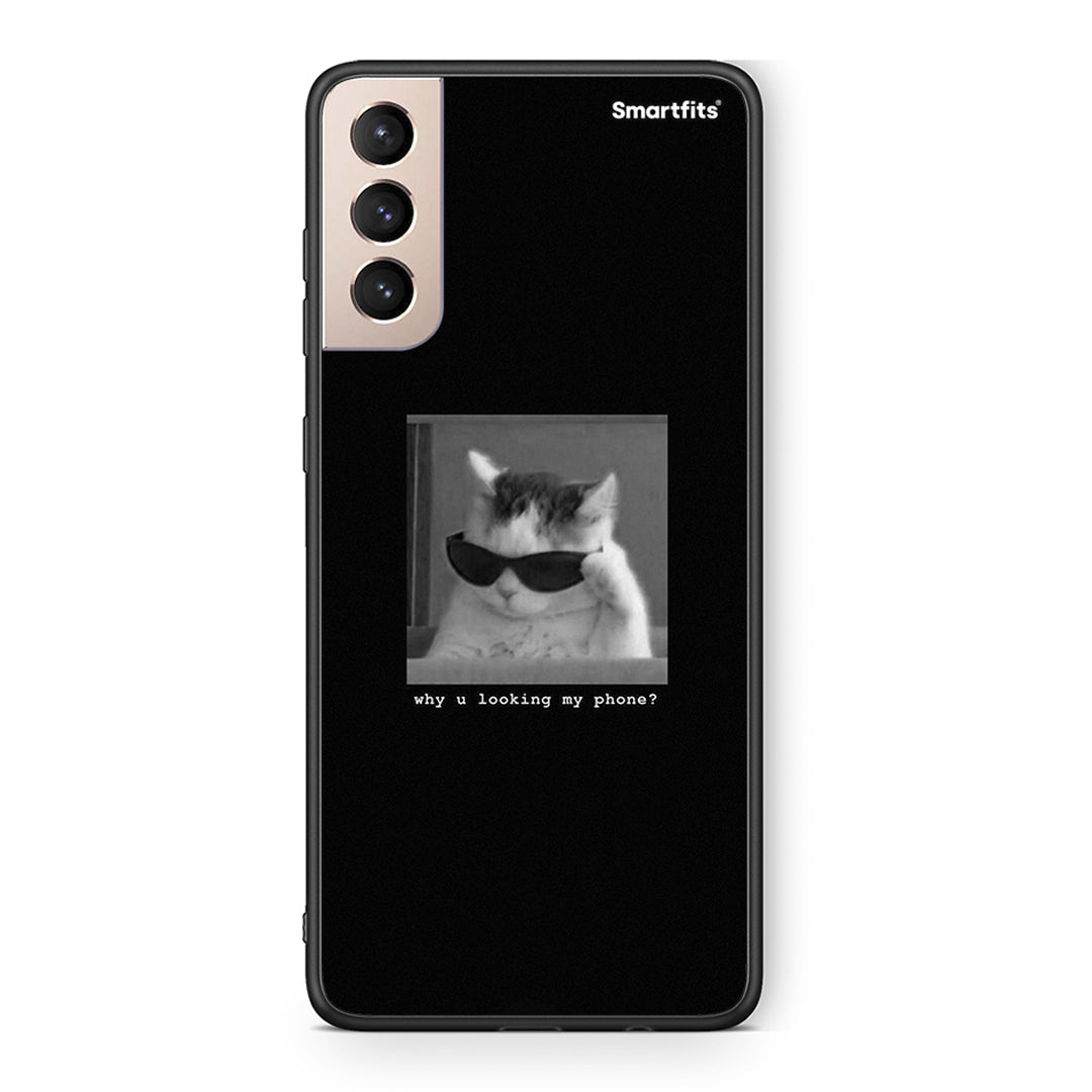 Samsung S21+ Meme Cat θήκη από τη Smartfits με σχέδιο στο πίσω μέρος και μαύρο περίβλημα | Smartphone case with colorful back and black bezels by Smartfits