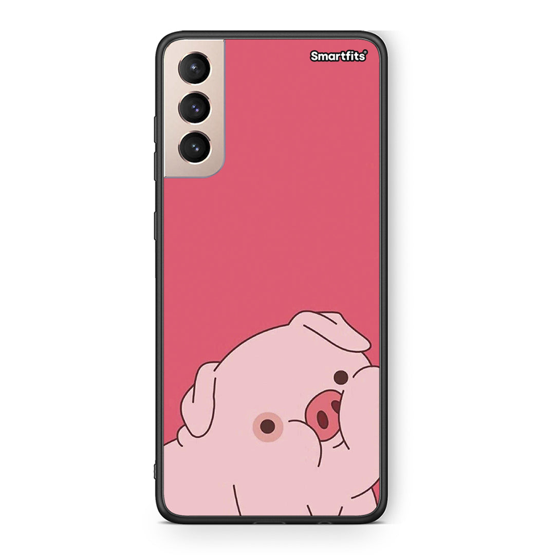 Samsung S21+ Pig Love 1 Θήκη Αγίου Βαλεντίνου από τη Smartfits με σχέδιο στο πίσω μέρος και μαύρο περίβλημα | Smartphone case with colorful back and black bezels by Smartfits