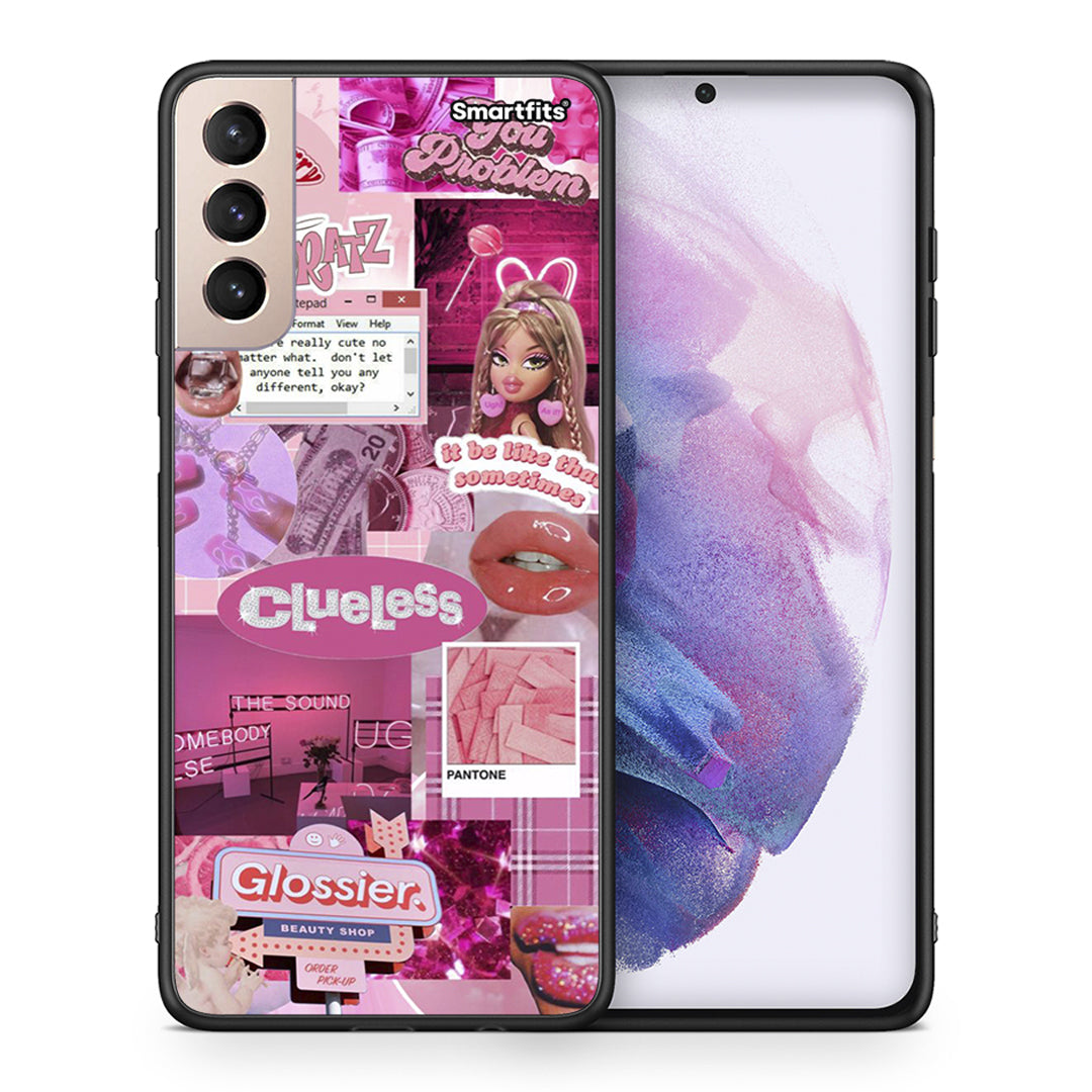 Θήκη Αγίου Βαλεντίνου Samsung S21+ Pink Love από τη Smartfits με σχέδιο στο πίσω μέρος και μαύρο περίβλημα | Samsung S21+ Pink Love case with colorful back and black bezels
