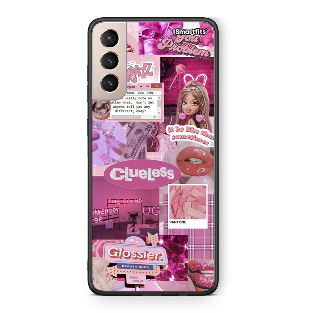 Samsung S21+ Pink Love Θήκη Αγίου Βαλεντίνου από τη Smartfits με σχέδιο στο πίσω μέρος και μαύρο περίβλημα | Smartphone case with colorful back and black bezels by Smartfits