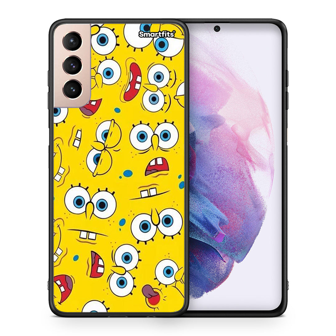 Θήκη Samsung S21+ Sponge PopArt από τη Smartfits με σχέδιο στο πίσω μέρος και μαύρο περίβλημα | Samsung S21+ Sponge PopArt case with colorful back and black bezels