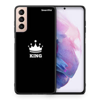 Thumbnail for Θήκη Samsung S21+ King Valentine από τη Smartfits με σχέδιο στο πίσω μέρος και μαύρο περίβλημα | Samsung S21+ King Valentine case with colorful back and black bezels