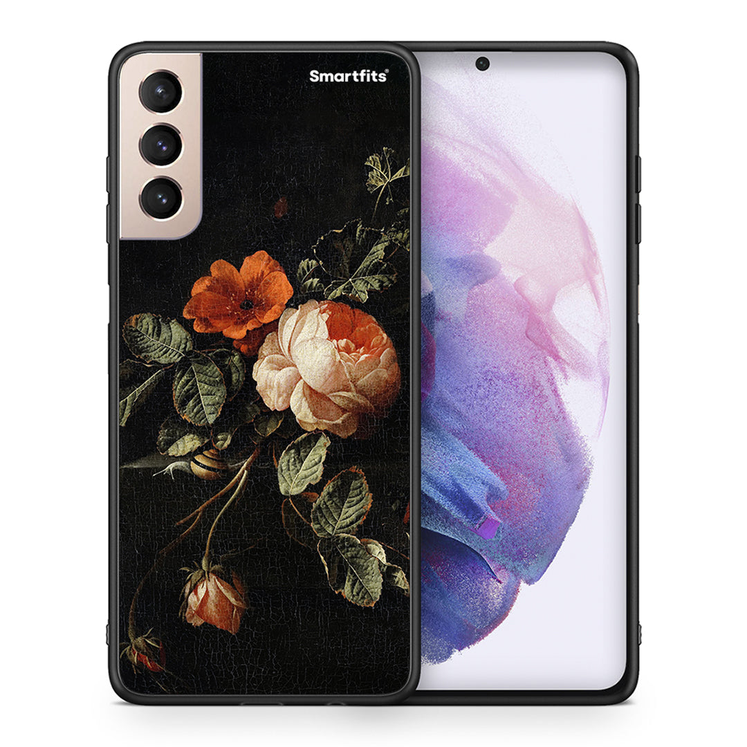 Θήκη Samsung S21+ Vintage Roses από τη Smartfits με σχέδιο στο πίσω μέρος και μαύρο περίβλημα | Samsung S21+ Vintage Roses case with colorful back and black bezels