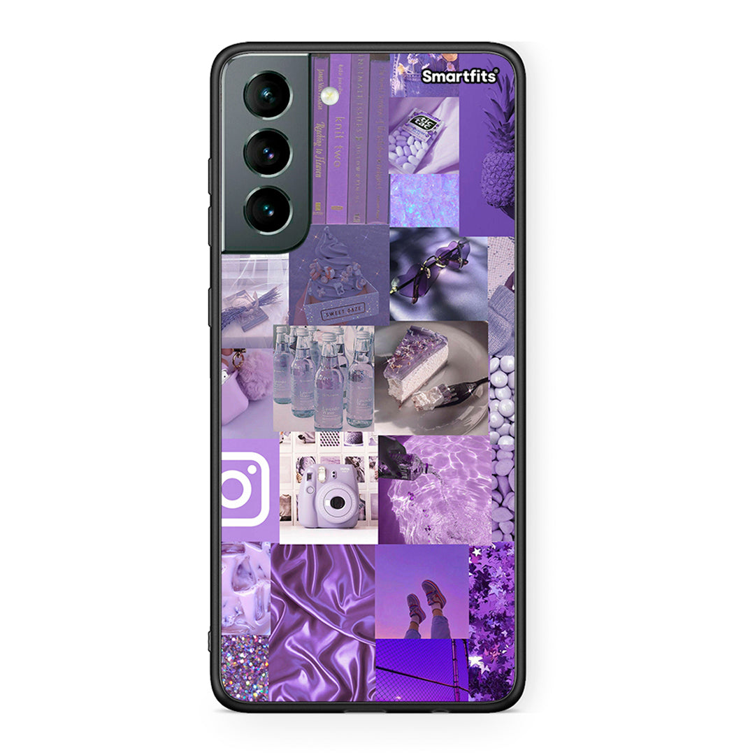 Samsung S21 Purple Aesthetic Collage θήκη από τη Smartfits με σχέδιο στο πίσω μέρος και μαύρο περίβλημα | Smartphone case with colorful back and black bezels by Smartfits