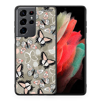 Thumbnail for Θήκη Samsung S21 Ultra Butterflies Boho από τη Smartfits με σχέδιο στο πίσω μέρος και μαύρο περίβλημα | Samsung S21 Ultra Butterflies Boho case with colorful back and black bezels