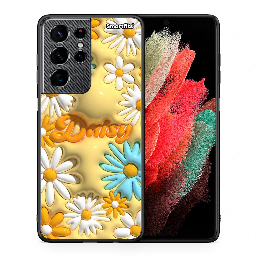 Θήκη Samsung S21 Ultra Bubble Daisies από τη Smartfits με σχέδιο στο πίσω μέρος και μαύρο περίβλημα | Samsung S21 Ultra Bubble Daisies case with colorful back and black bezels