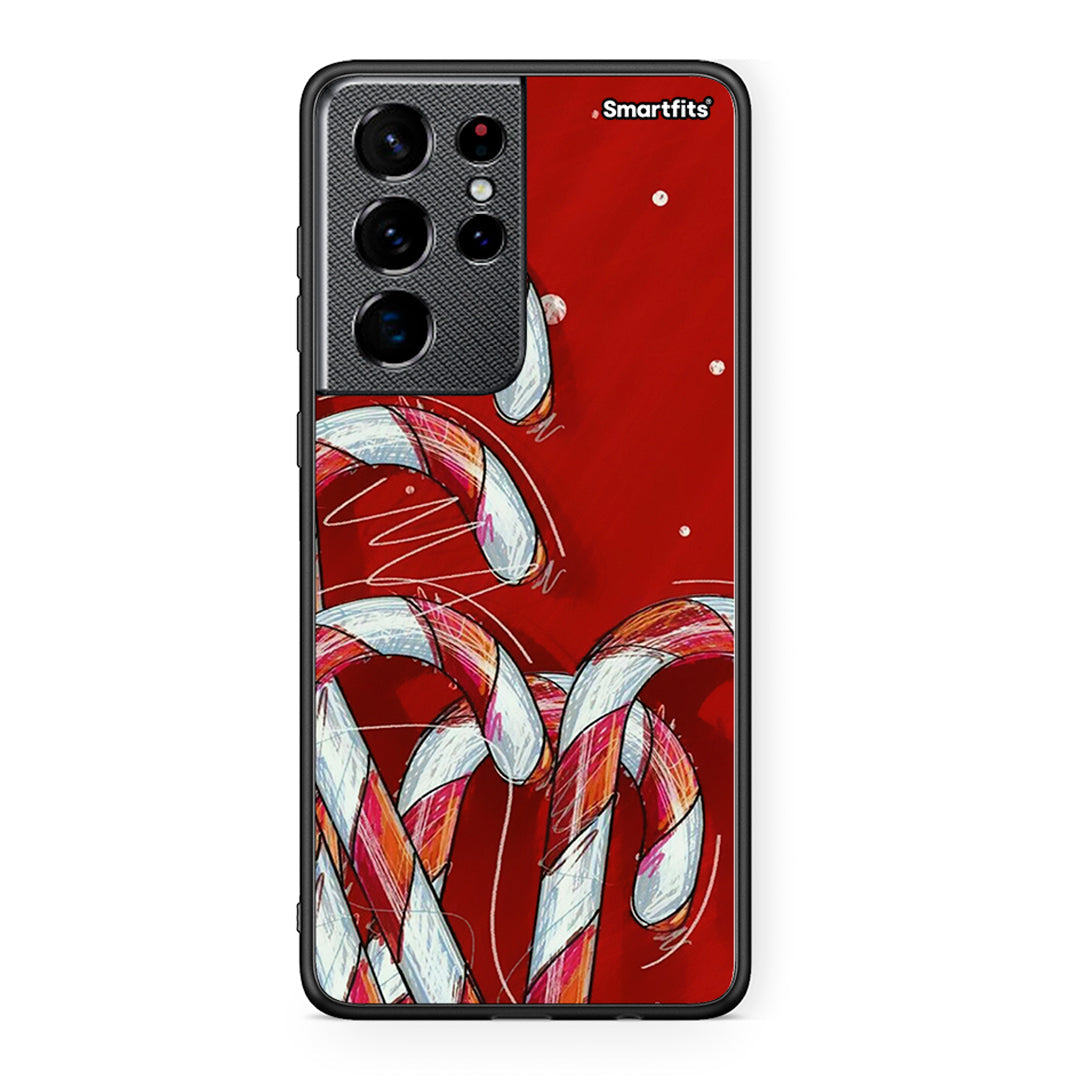 Samsung S21 Ultra Candy Cane θήκη από τη Smartfits με σχέδιο στο πίσω μέρος και μαύρο περίβλημα | Smartphone case with colorful back and black bezels by Smartfits