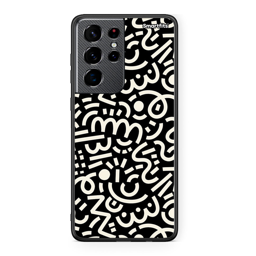 Samsung S21 Ultra Doodle Art Θήκη από τη Smartfits με σχέδιο στο πίσω μέρος και μαύρο περίβλημα | Smartphone case with colorful back and black bezels by Smartfits