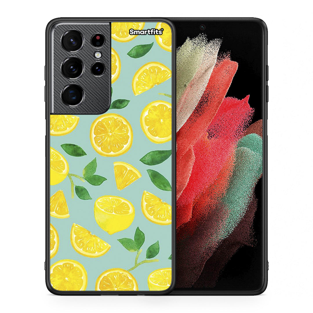 Θήκη Samsung S21 Ultra Lemons από τη Smartfits με σχέδιο στο πίσω μέρος και μαύρο περίβλημα | Samsung S21 Ultra Lemons case with colorful back and black bezels