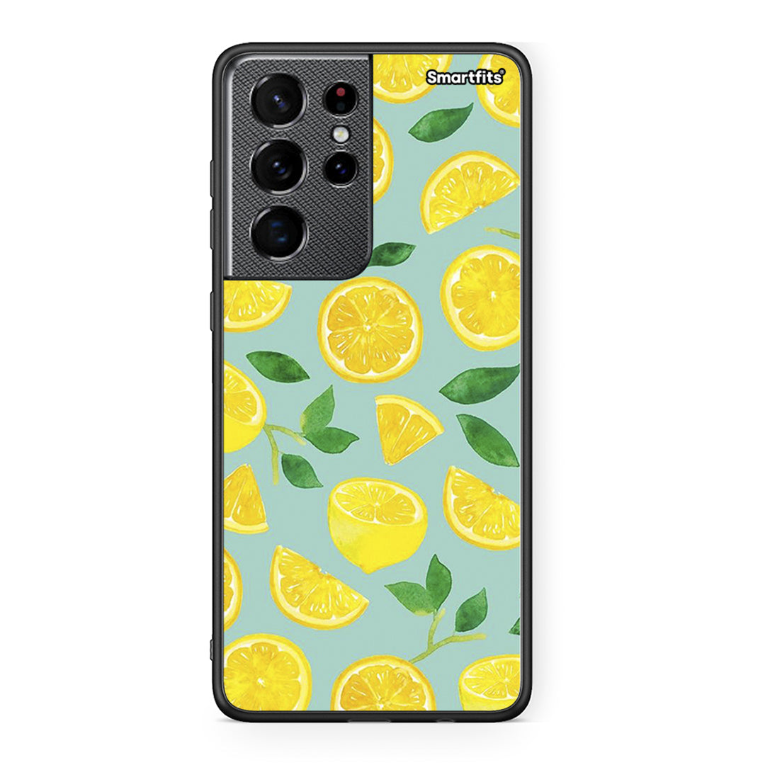 Samsung S21 Ultra Lemons θήκη από τη Smartfits με σχέδιο στο πίσω μέρος και μαύρο περίβλημα | Smartphone case with colorful back and black bezels by Smartfits
