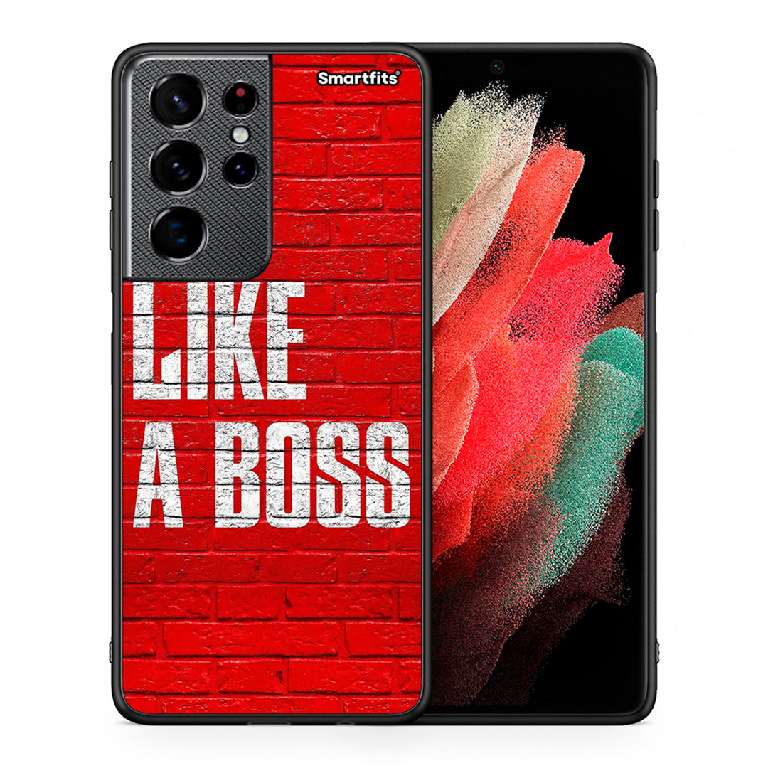 Θήκη Samsung S21 Ultra Like A Boss από τη Smartfits με σχέδιο στο πίσω μέρος και μαύρο περίβλημα | Samsung S21 Ultra Like A Boss case with colorful back and black bezels