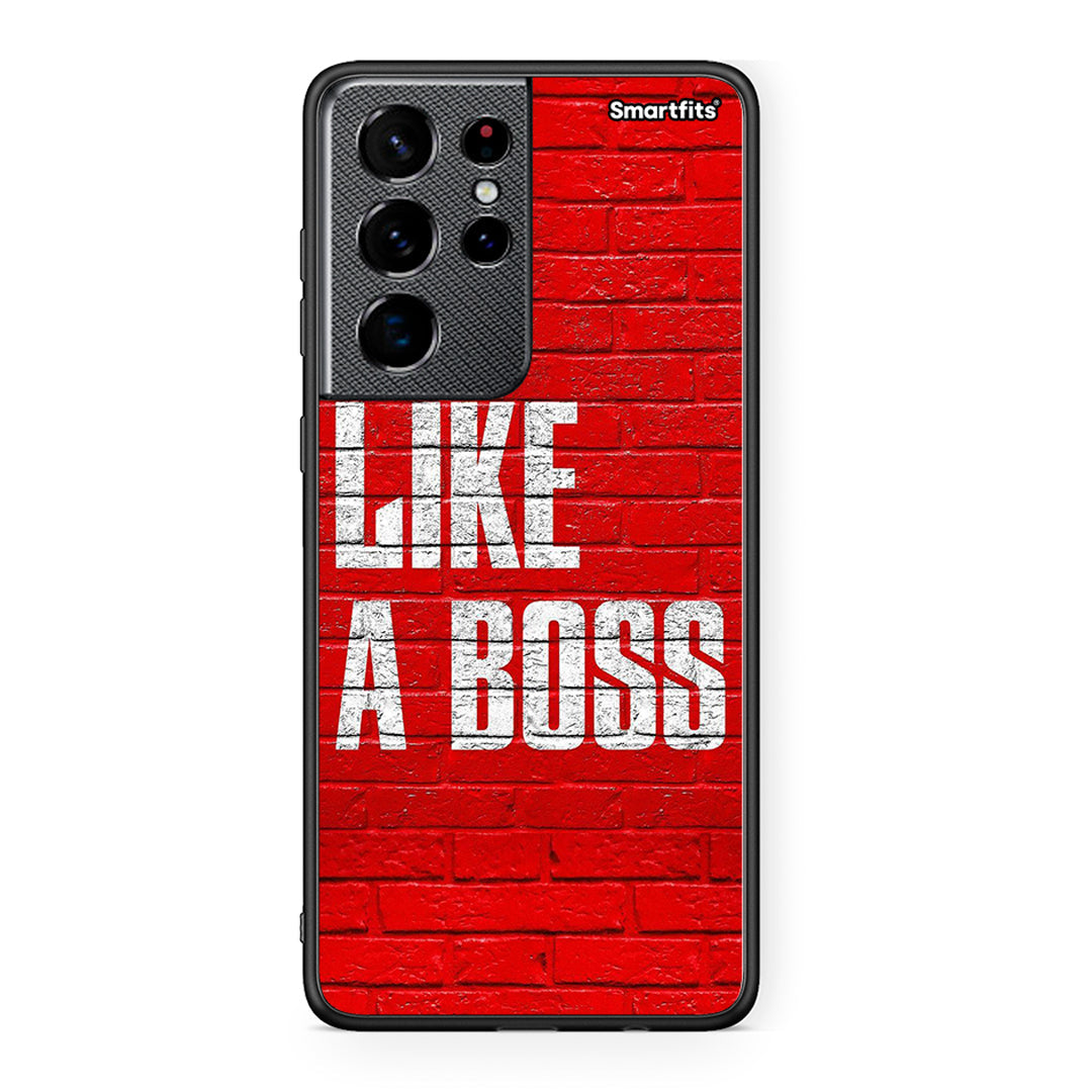 Samsung S21 Ultra Like A Boss θήκη από τη Smartfits με σχέδιο στο πίσω μέρος και μαύρο περίβλημα | Smartphone case with colorful back and black bezels by Smartfits