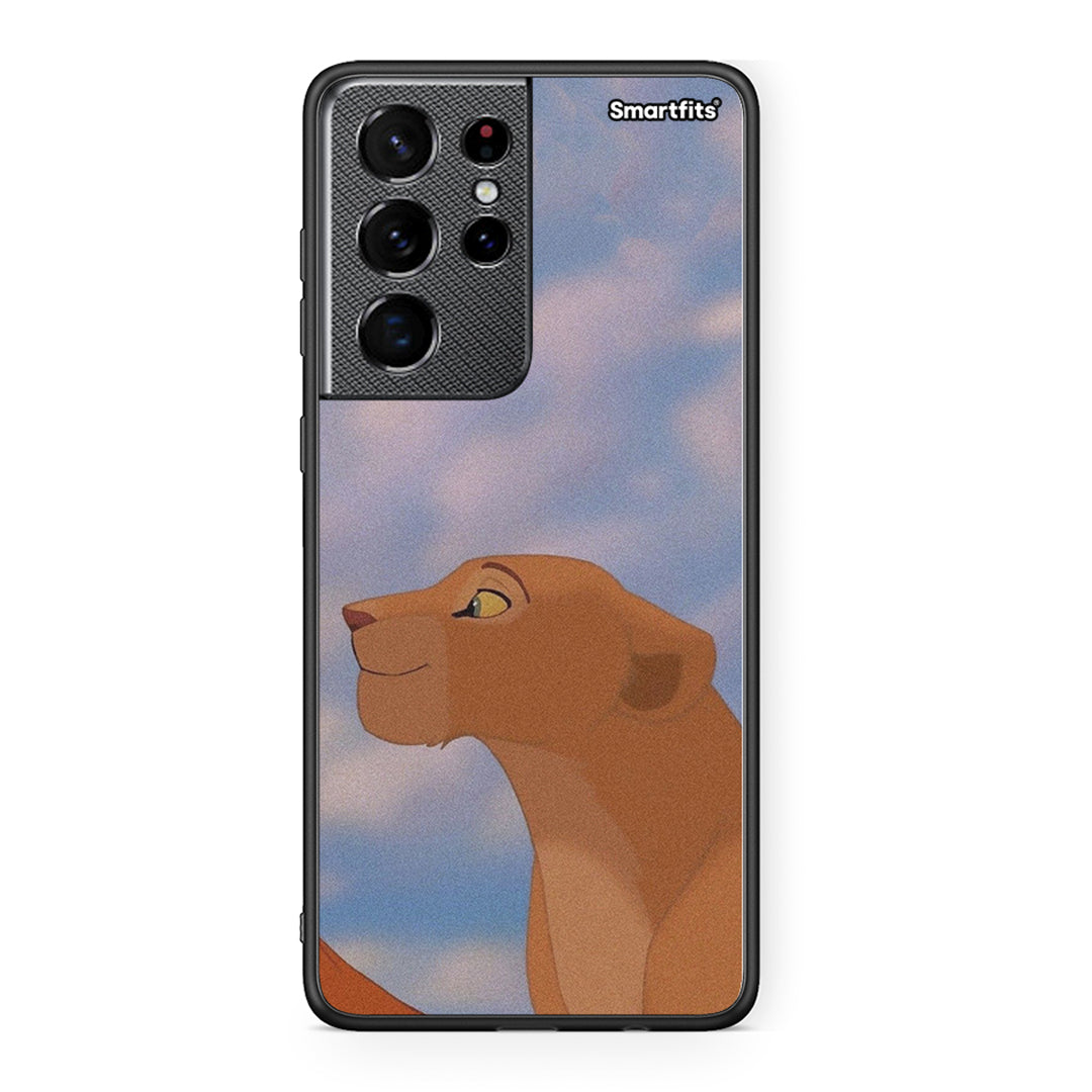 Samsung S21 Ultra Lion Love 2 Θήκη Αγίου Βαλεντίνου από τη Smartfits με σχέδιο στο πίσω μέρος και μαύρο περίβλημα | Smartphone case with colorful back and black bezels by Smartfits
