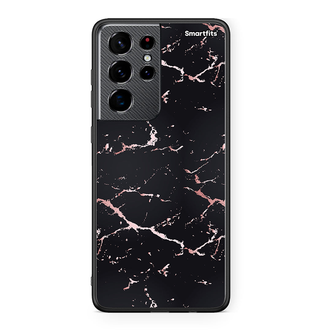 4 - Samsung S21 Ultra Black Rosegold Marble case, cover, bumper