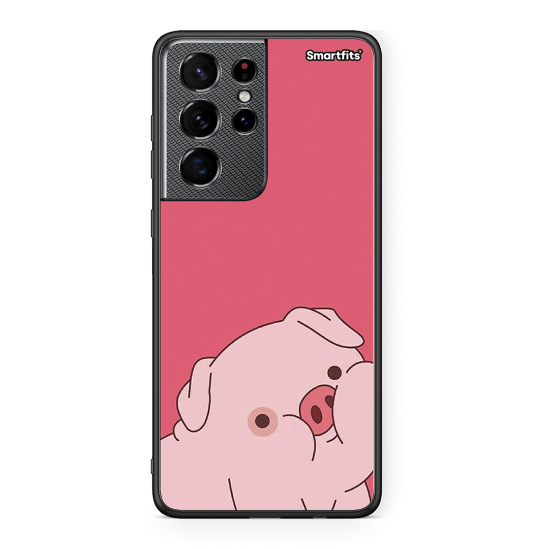 Samsung S21 Ultra Pig Love 1 Θήκη Αγίου Βαλεντίνου από τη Smartfits με σχέδιο στο πίσω μέρος και μαύρο περίβλημα | Smartphone case with colorful back and black bezels by Smartfits