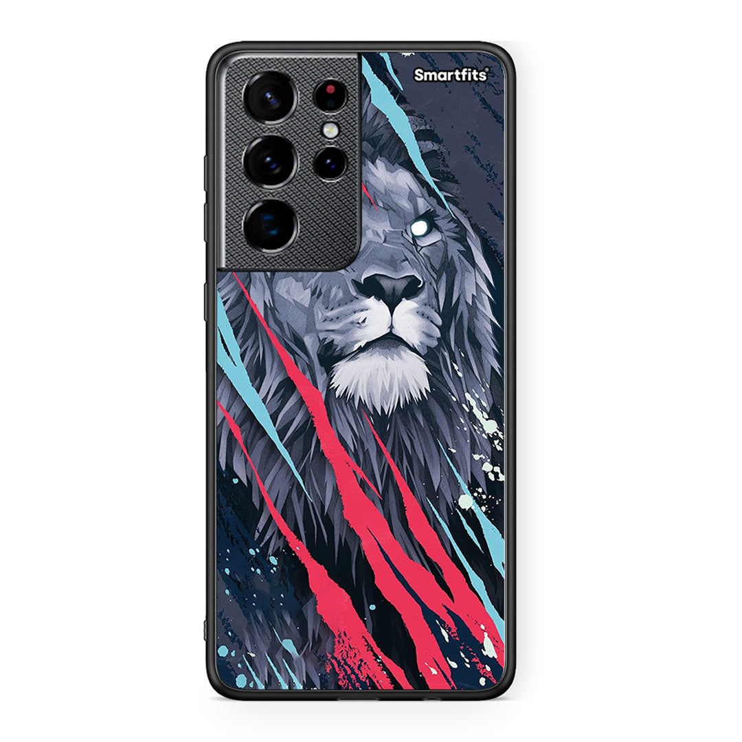 4 - Samsung S21 Ultra Lion Designer PopArt case, cover, bumper