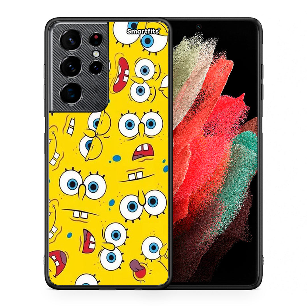 Θήκη Samsung S21 Ultra Sponge PopArt από τη Smartfits με σχέδιο στο πίσω μέρος και μαύρο περίβλημα | Samsung S21 Ultra Sponge PopArt case with colorful back and black bezels