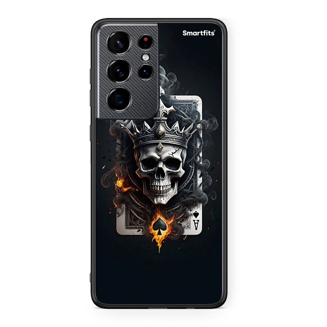 Samsung S21 Ultra Skull King Ace θήκη από τη Smartfits με σχέδιο στο πίσω μέρος και μαύρο περίβλημα | Smartphone case with colorful back and black bezels by Smartfits