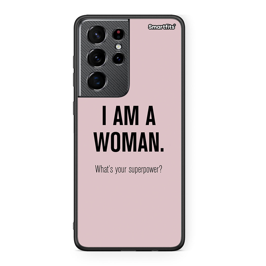 Samsung S21 Ultra Superpower Woman θήκη από τη Smartfits με σχέδιο στο πίσω μέρος και μαύρο περίβλημα | Smartphone case with colorful back and black bezels by Smartfits