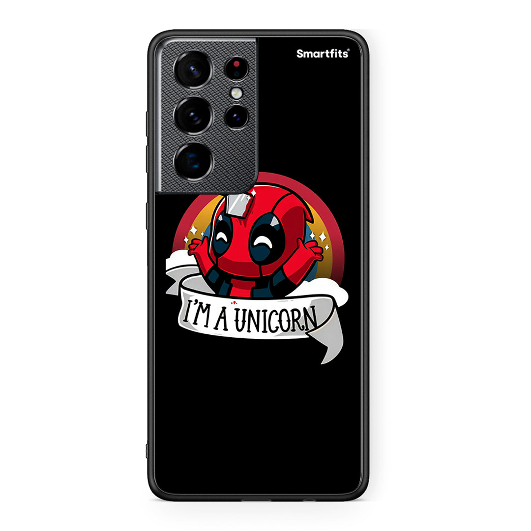 Samsung S21 Ultra Unicorn Deadpool θήκη από τη Smartfits με σχέδιο στο πίσω μέρος και μαύρο περίβλημα | Smartphone case with colorful back and black bezels by Smartfits