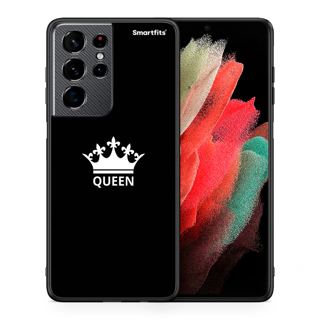 Θήκη Samsung S21 Ultra Queen Valentine από τη Smartfits με σχέδιο στο πίσω μέρος και μαύρο περίβλημα | Samsung S21 Ultra Queen Valentine case with colorful back and black bezels